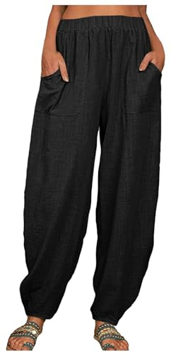 Sarouel Femme Pantalon Fluide Été Chic Jogging Ensemble Baggy Leger Ete Combinaison Sport De Yoga Taille Elastique Ample Resserré Cheville Vetement Hippie Large Detente