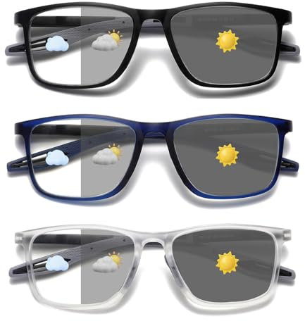 Hubeye Occhiali da lettura sportivo da uomo e donna Lettori ultraleggero TR90 Confortevole Flessibile Occhiali anti luce blu (Transparente+Blu+Nero, 2.00)