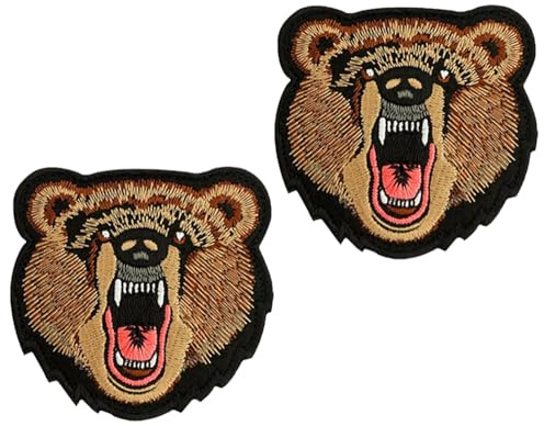 2 parches tácticos bordados de oso enojado con gancho y bucle para mochila, chaqueta, jeans, brazalete, bolsa, uniformes, ropa, chaleco, sombrero, bolsa, insignia de motociclista
