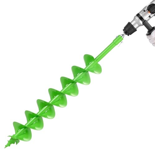 VEVOR Broca Helicoidal para Plantar Ø 120 × 790 mm Compatible con Taladros de 20 mm de Diámetro Interior, Herramienta para Plantar Bulbos, Accesorios para Perforar Postes y Cercas de Jardín, Verde