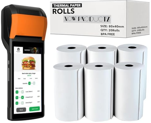 80 x 40 mm Till Rolls BPA Free Thermal Receipt Paper Rolls for Just Eat, Uber Eats & Mobile Card Machines PDQ Credit Card Machines, POS Cash Register (20 Rolls)