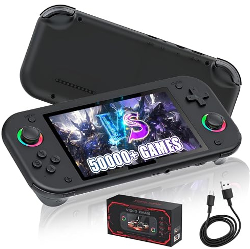 M26 Console di gioco portatile retrò 50000+ Giochi 25 Emulatori,5,1 IPS HD Schermo Console portatile gaming,EmuELEC Sistema,RGB corsa arcobaleno anello di luce Console per videogiochi,3000mAh (256G)