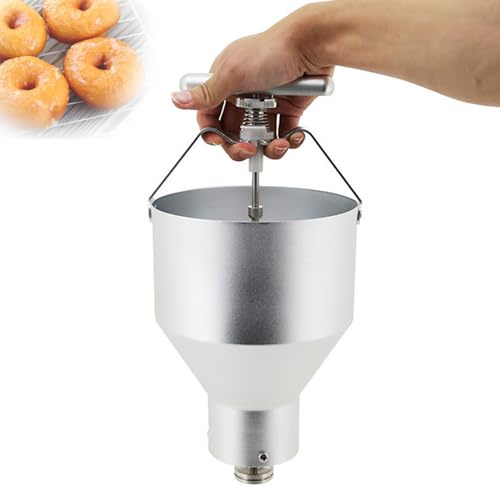 JMOUZHG - Máquina de donuts manual, dispensador de buñuelos de acero inoxidable 3L con soporte, 6 espesores ajustables, herramienta de cocción de pastelería comercial