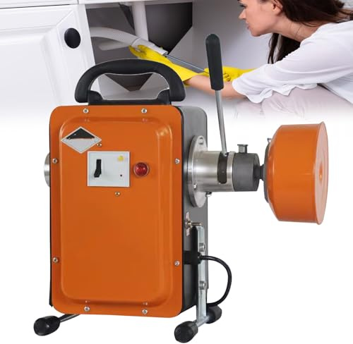DPLWJPP Portable Sewer Snake Cleaning Machine 900w Drain Cleaner for 20-130mm Pipe 30m Cleaning Length Electric Spiral Pipe Cleaner for Sewer Bathtub