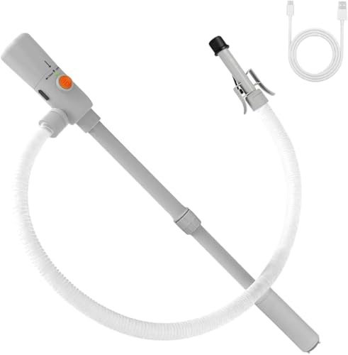 Benzinpumpe für kanister – Doppelte Stromversorgung (USB-C/AA), 3.2 GPM, Elektrische Kraftstoff Umfüllpumpe mit Auto-Stop, Tragbare Elektrische ölpumpe, 51-Zoll-Schlauch mit teleskopischer Fasspumpe​