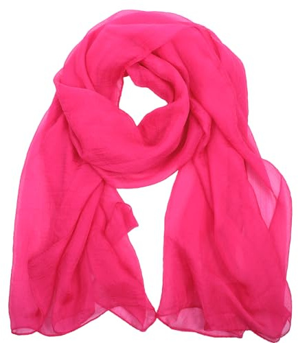 Telooco Women Chiffon Scarves, Pink Shawls and Wraps, Lightweight Chiffon Scarf for Prom Hot Pink Shawl for Women