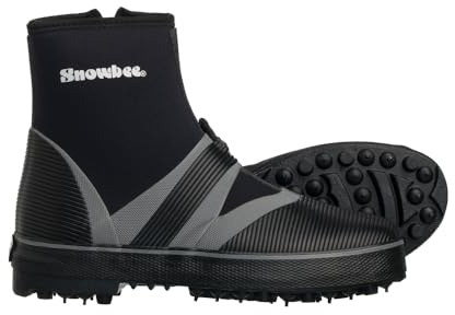 Snowbee Men’s Rockhopper Spike Sole Wading Boots with Neoprene Uppers & Side Zip, Hardened Steel Spikes for Rock‑Fishing & Shore Wading Black/Grey - Sizes 11