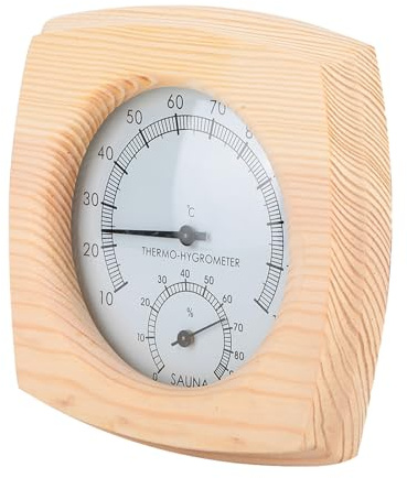 Bastutermometer Hygrometer |Digital fukt- och temperaturmätare för bastu/badrum/ångrum |Hög temperaturtolerant, trädesign