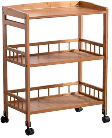 Carro de almacenamiento rodante, carrito utilitario móvil con ruedas, contenedor de madera extraíble para organización de bebidas