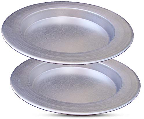 Frigya Kunefe Plato grande – Platos de cocina y servir para Kadaifi, Phyllo, Fillo o quemador de masa de postre turco – Juego de 2 sartenes de aluminio color plateado (porción grande)