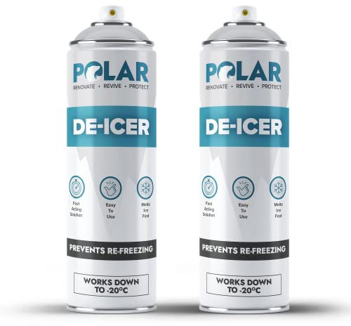Polar De Icer Spray - 2 x 500ml | Fast-Acting & Stops Re-Freezing | De icer Spray for Car Windscreens, Mirrors, Headlights, Locks & Gates | Instantly Melts Ice and Frost at -20°C | Easy to Use