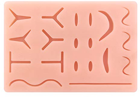 Medarchitect Verbessertes Naht-Übungskissen Wiederverwendbares Silikon-Hautmodell für medizinisches Training mit 19 vorgeschnittenen Wunden für die medizinische Praxis Naht-Schulungskurs für Studenten