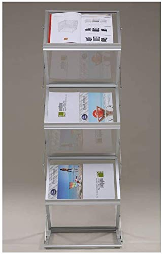 Prospektständer 6 Ebenen Faltbar, Aluminum, mit Tragtasche, Prospekthalter Katalogständer Flyerständer Infoständer LW3527