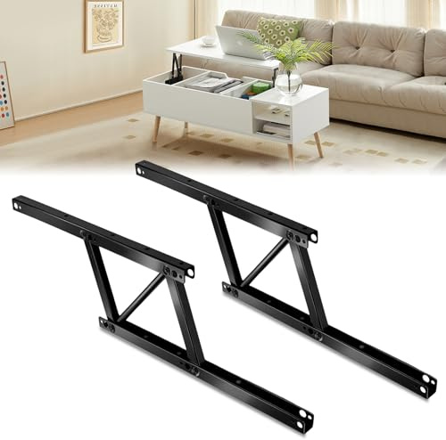 Poweka Bisagra Elevable para Mesa de Centro Superior, Soporte de Marco de Escritorio de Pie Plegable con Bisagras de Montaje y Muelle para Mesa de Café