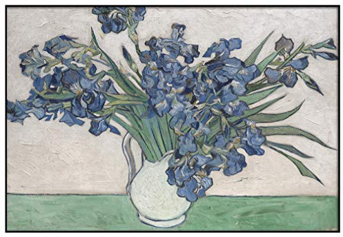 Panorama Cuadro Enmarcado Van Gogh Lirios 70x50 cm - Impreso en Papel Rígido - Incluye Marco - Decoración Salón - Póster Decorativos para Dormitorio y Salón