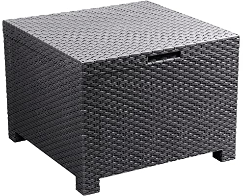 Ondis24 Gartentisch Artemide, Loungetisch mit Aufbewahrungsbox, Beistelltisch mit Staufach aus Kunststoff, 130 Liter, Maße ca. 59 x 59 x45 (H) cm, 7,5 kg, anthrazit