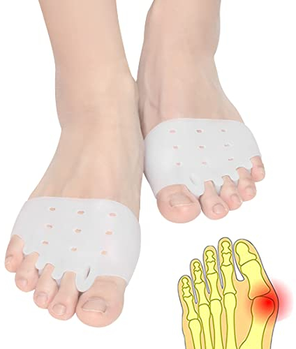 Pnrskter Ballenpolster Vorfuß, Mittelfußpolster, Gel Vorfußpolster, Zehenspreizer, Vorfusspolster, Metatarsalgie Einlagen am besten für diabetische Füße, Blasen, Vorfußschmerzen (Weiß, 4 Stück)