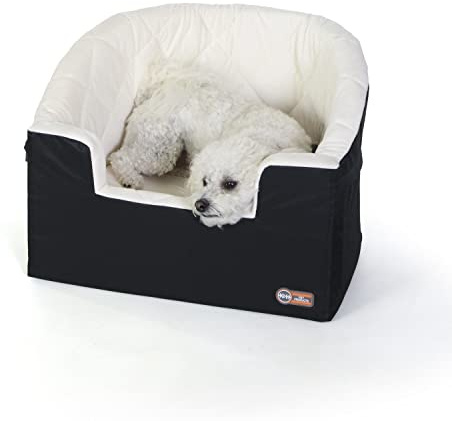K&H Dog Car Seat, Bucket Booster for Small to Medium Pets, L Black/Cream
