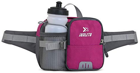Sport Trinkgürtel Laufgürtel mit Wasserflasche Wasserdicht Reflektierender Taillentasche für Wandern Radfahren Marathon Bauchtasche Damen Herren Outdoor Gürteltasche,Pink,22 * 16cm