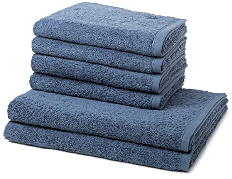 Ross - 6 teiliges Frottier-Set - Vita (4 X Handtuch 2 X Duschtuch im Set) - 520 g/m2 - Baumwolle - Walkfrottee - saugstark - weich und flauschig - Denim
