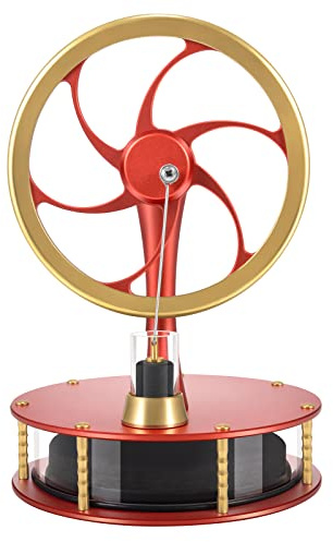 PFCKE Low-Temperature Stirling Engine Classroom Teaching Stirling Engine Kit Steam Heat Educational Model Adult Desktop Educational Toys Brass Aluminum Stirling Engine-HZZ92 Pro Red