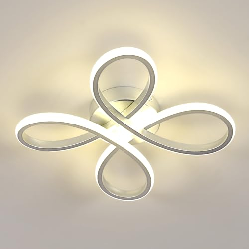 SENQIU Plafoniera LED Soffitto, 30W Lampada da Soffitto Moderna Argento, Plafoniere Moderne Design a Petalo Elegante per Camera da Letto Soggiorno Cucina Bagno Corridoio, Luce Neutra 4500K, 30CM