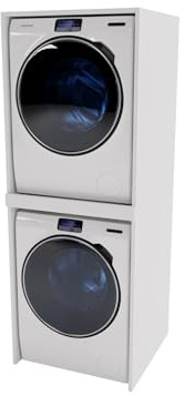 CraftPAK Waschmaschinenschrank geeignet für Waschmaschine & Wäschetrockner | Waschturm| Schrank Waschmaschine für Waschküche - Möbel Größe 66x180x65 cm Farbe Weiß