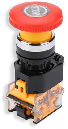 Interruptor De Emergencia De 22 Mm, Botón De Interruptor De Parada De Emergencia Autoblocante Rojo Con Cabeza De Hongo Grande Para Equipos Industriales, Equipos Médicos