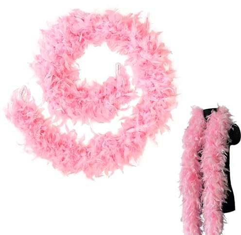 MORAINJAY Rose Boa en Plumes,2M/6.6ft Boa à Plumes Unisexe,80g Boa Plumes pour DIY Accessoire de Déguisement, Charleston Carnaval Fête Costumée, Décoration Halloween Noël Mariage Cosplay