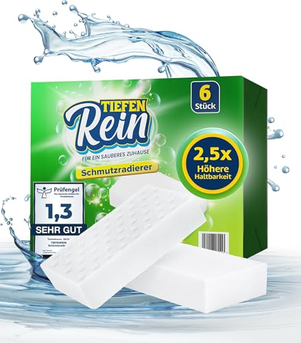 2.5X más Vida útil | Borrador Magico de Suciedad 6 Piezas - Esponja Magica | Esponja de melamina Extra Duradera | La Magic Cleaner Elimina la Suciedad de Paredes, Zapatos, cocinas y baños