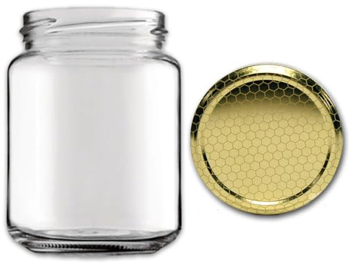 Firmadigaranzia srl VASETTO in vetro per MIELE 500 g -390 ml - Conf. da 24 pezzi - Vaso per confetture e conserve Alveare da 500gr - Vasetti per apicoltori da 500gr
