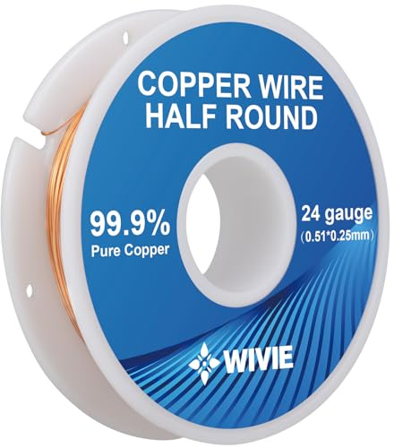 Fil de cuivre pur semi-circulaire (souple mort), fil de cuivre utilisé pour la fabrication de bijoux (100 g, 0,5 mm x 0,25 mm)