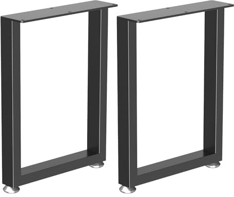 GUOHNHE Vierkantprofil Metall Tischbeine, Industrial Tischgestell Tischkufen, Schreibtisch Beine, Möbelfüße für DIY Sitzbank, Belastbar Bis 500 KG, 2er Set, Höhe 43cm, Schwarz, SGK001B