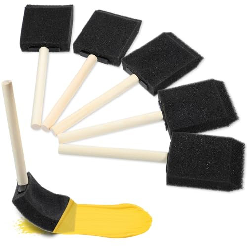 Giantree 5 Stück Schaum Pinsel Malerei, 2 Zoll Schwammpinsel, Farbschwammpinsel mit Holzgriff Schaumstoffpinsel Farbapplikator Malschwammstempel Malzubehör für DIY Bastelprojekte Erwachsene Kinder