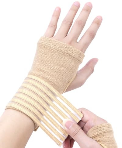 AOOWU Wrist Brace, 2 Pack Breathable Wrist Support Brace, Elastic Wrist Support with Strap, Wrist Compression Wrap, Adjustable Wrist Strap for Relieves Pain from Carpal Tunnel, Fractures, Sprains