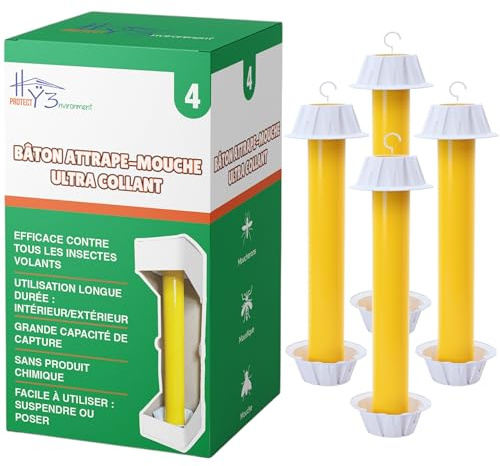 HY3 Piege a Mouche | 4 Piege a moucherons Interieur Exterieur | Piege a Mouche Interieur Exterieur Moucherons Cuisine | Attrape Mouche | sans Odeur