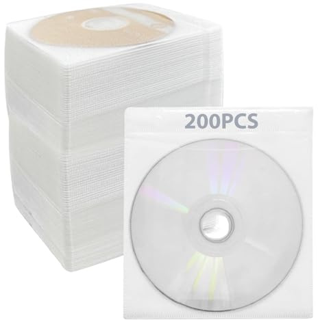 LEKEFETO CD/DVD/BluRay-fodral, 200 stycken CD-DVD-fodral, dubbelsidigt standardplastfodral för CD, CD-fodral med visningsfönster, för förvaring av CD-skivor DVD-skivor BD ämnen (vit)