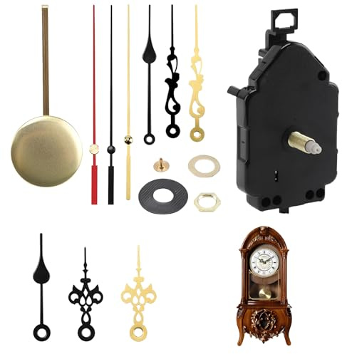 15 pezzi Meccanismo per orologio da parete Senza rumore Meccanismo silenzioso Set di movimento a pendolo Meccanismi al quarzo Pezzi di ricambio per pendolo Orologio a pendolo Meccanismo dell'orologio