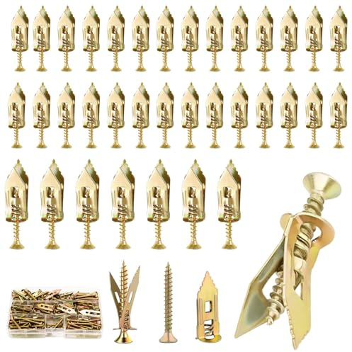 120Pcs Self Drilling Anchor Screws Kit, 3 Sizes Dry wall Anchors and Plugs | Heavy Duty, No Drill, Expansion Fixings for Hollow Wall, Plaster Board, Wall Fixing(60 Anchors + 60 Screws)
