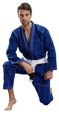 RUWLFE Tute da Judo Jujitsu Bjj Gi Suit Taglia for adulti Arti marziali Kimono Uniforme presa for Per Sport(Blue,180CM)