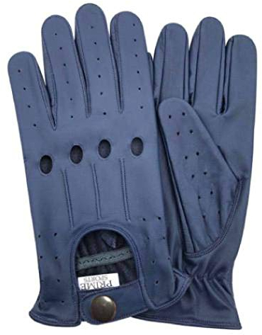 Handschuhe Fahren 100% Leder Stil retro für Herren Komfort und sicher Chauffeur - Blau, Medium
