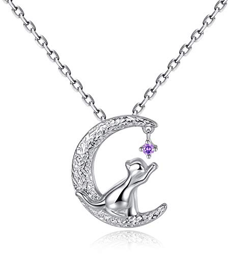 VIKI LYNN Collier argent pendentif chat mignon bijoux femme en argent fin 925 et zircon cadeau noël parfait pour les femmes filles(chat 1)