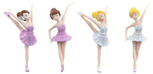 HYSTYLE 4 Pcs Dancing Ballerina Girl Figurine Ballerina Girl Cake Topper Plant Pot Craft Dollhouse Cake Decoration