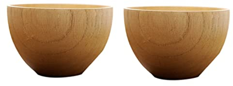 Japanische Holz Reisschale Suppenschale Salatschüssel, 2er-Set Rund Holz Schüssel Salat- Und Obstschale Holzschale, Ramen Schüssel Set Für Salat, Reis, Nudel, Suppen, Desserts, Knabbereien