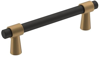 Amerock | Cabinet Pull | Matte Black/Champagne Bronze | 3-3/4 inch (96 mm) Center-to-Center | Mergence | 1 Pack | Drawer Pull | Cabinet Handle | Cabinet Hardware