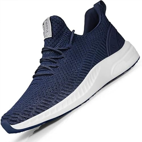 Feethit Homme Chaussures de Sport Respirant Légère de la Mode de Marche Fitness Tennis Outdoor Gym Sneakers Bleu 42