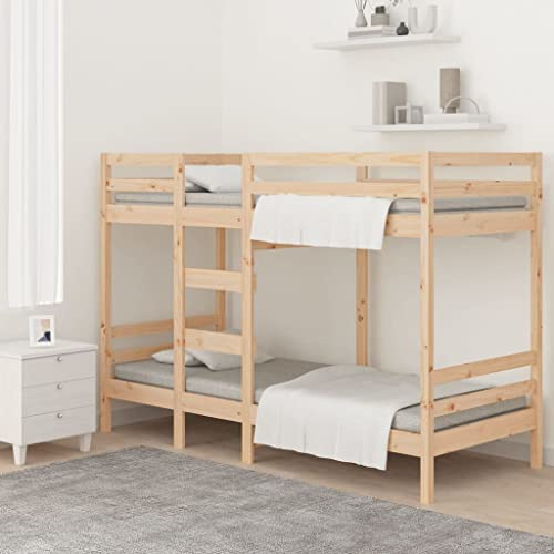 vidaXL Litera Cama Alta Somier Colchones Escalera Dormitorio Habitación Niños Adolescentes Adultos de Madera Maciza de Pino 90x190 cm
