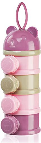 Vicloon Dosificador Leche en Polvo y Cereales, 270 ml Dispensador Leche Polvo con 4 Compartimentos, Contenedor de Leche en Polvos Apilables de Fórmula, para Cereales/Comida/Fruta/Bocadillos