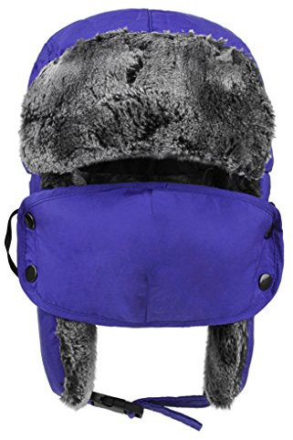Kinder Winter Fliegermütze Trappermütze Winddicht Warm Wintermütze mit Ohrenklappen Mädchen Schneedichte Trapper Hat Baseball Cap Jungen Schirmmütze für Snowboarden Skaten Radfahren (Dunkelblau)