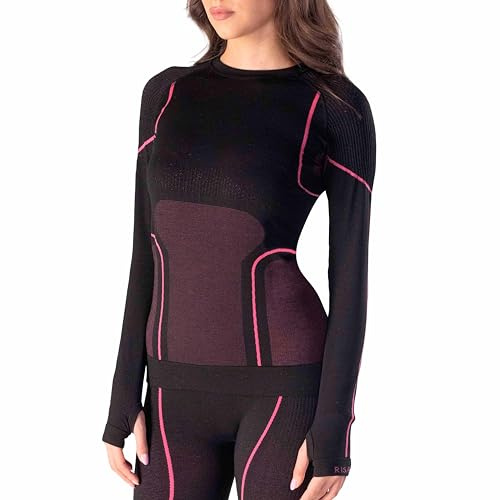 Risalti Maglia Termica Donna Lana Merino Tech - Intimo Termico Donna Invernale Manica Lunga Traspirante, Abbigliamento Termico Senza Cuciture - Made in Italy